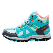 Dětská outdoorová obuv ELBRUS Plaret Mid WP JR - light turquoise/turquoise/coral 