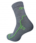 Ponožky FLORES Merino LT - sv. šedý melír/zelená neon