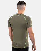 Pánské funkční triko KLIMATEX Lucas - tm. olivová/zelená neon