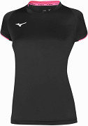 MIZUNO Core Short Sleeve Tee W - black/pink fluo - vel. XS