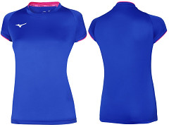 MIZUNO Core Short Sleeve Tee W - royal/pink fluo - vel. XS